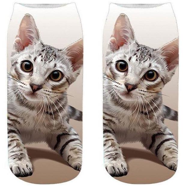 3D Cat Print Men & Women Ankle Cotton Socks freeshipping - Tyche Ace