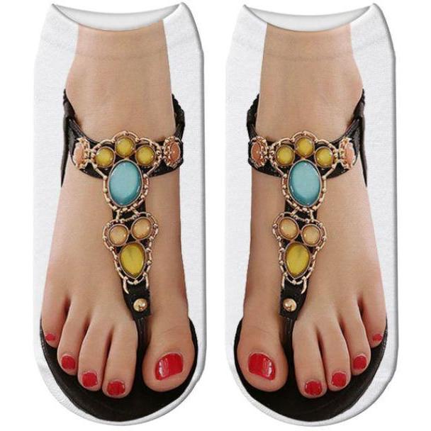 3D Flip Flop Print Cotton Socks For Women freeshipping - Tyche Ace