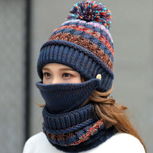 Load image into Gallery viewer, 3Pcs Women Thick Warm Fleece Knitted Hat Scarf  Mask Sets freeshipping - Tyche Ace
