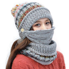 Load image into Gallery viewer, 3Pcs Women Thick Warm Fleece Knitted Hat Scarf  Mask Sets freeshipping - Tyche Ace
