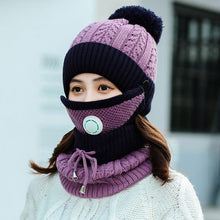 Load image into Gallery viewer, 3Pcs Women Thick Warm Fleece Knitted Hat Scarf  Mask Sets freeshipping - Tyche Ace

