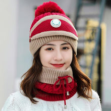 Load image into Gallery viewer, 3Pcs Women Thick Warm Fleece Knitted Hat Scarf  Mask Sets freeshipping - Tyche Ace
