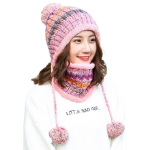 Load image into Gallery viewer, 3Pcs Women Thick Warm Fleece Knitted Hat Scarf  Mask Sets freeshipping - Tyche Ace
