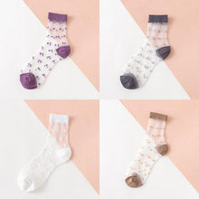 Load image into Gallery viewer, 4 Pairs Pack Women Bamboo Transparent Thin Breathable Polka Dot Socks freeshipping - Tyche Ace
