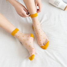 Load image into Gallery viewer, 4 Pairs Pack Women Bamboo Transparent Thin Breathable Polka Dot Socks freeshipping - Tyche Ace
