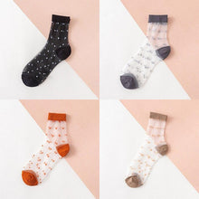 Load image into Gallery viewer, 4 Pairs Pack Women Bamboo Transparent Thin Breathable Polka Dot Socks freeshipping - Tyche Ace
