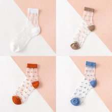 Load image into Gallery viewer, 4 Pairs Pack Women Bamboo Transparent Thin Breathable Polka Dot Socks freeshipping - Tyche Ace
