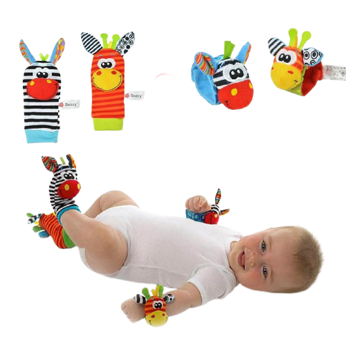 4 Piece Set Cartoon Foot Wrist Rattle Baby Educational Toys freeshipping - Tyche Ace