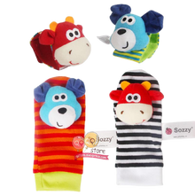 Load image into Gallery viewer, 4 Piece Set Cartoon Foot Wrist Rattle Baby Educational Toys freeshipping - Tyche Ace
