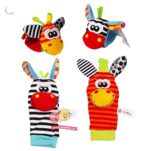 4 Piece Set Cartoon Foot Wrist Rattle Baby Educational Toys freeshipping - Tyche Ace