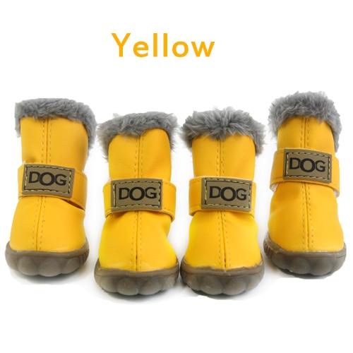 4Pcs/Set Pet Dog Non Slip Snow Warm  Waterproof Fur Cotton Boots freeshipping - Tyche Ace