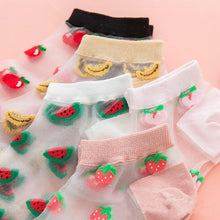 Load image into Gallery viewer, 5 Pair Summer Fruit Lace Mesh Transparent Ankle Socks freeshipping - Tyche Ace
