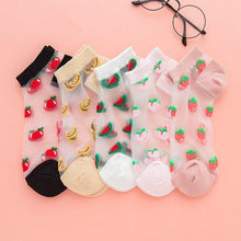 Load image into Gallery viewer, 5 Pair Summer Fruit Lace Mesh Transparent Ankle Socks freeshipping - Tyche Ace
