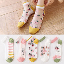 Load image into Gallery viewer, 5 Pairs Women Cartoon Fruit Design Silk Socks freeshipping - Tyche Ace
