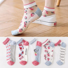 Load image into Gallery viewer, 5 Pairs Women Cartoon Fruit Design Silk Socks freeshipping - Tyche Ace
