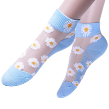 Load image into Gallery viewer, 5 Pairs Women Colourful Embroidered Crew Silk Thin Cotton Socks freeshipping - Tyche Ace
