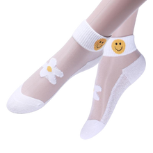 Load image into Gallery viewer, 5 Pairs Women Colourful Embroidered Crew Silk Thin Cotton Socks freeshipping - Tyche Ace
