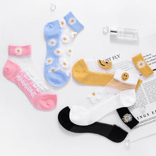 Load image into Gallery viewer, 5 Pairs Women Colourful Embroidered Crew Silk Thin Cotton Socks freeshipping - Tyche Ace
