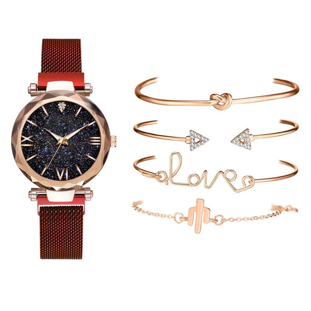 5 Piece Woman Watches Magnetic Starry Wristwatch Sets freeshipping - Tyche Ace