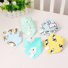 Load image into Gallery viewer, 5 Pieces Baby Cotton Cartoon Print Triangle Double Saliva Towels freeshipping - Tyche Ace
