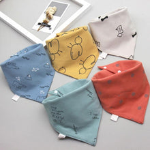 Load image into Gallery viewer, 5 Pieces Baby Cotton Cartoon Print Triangle Double Saliva Towels freeshipping - Tyche Ace
