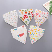 Load image into Gallery viewer, 5 Pieces Baby Cotton Cartoon Print Triangle Double Saliva Towels freeshipping - Tyche Ace
