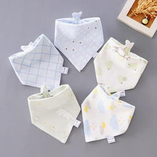 Load image into Gallery viewer, 5 Pieces Baby Cotton Cartoon Print Triangle Double Saliva Towels freeshipping - Tyche Ace
