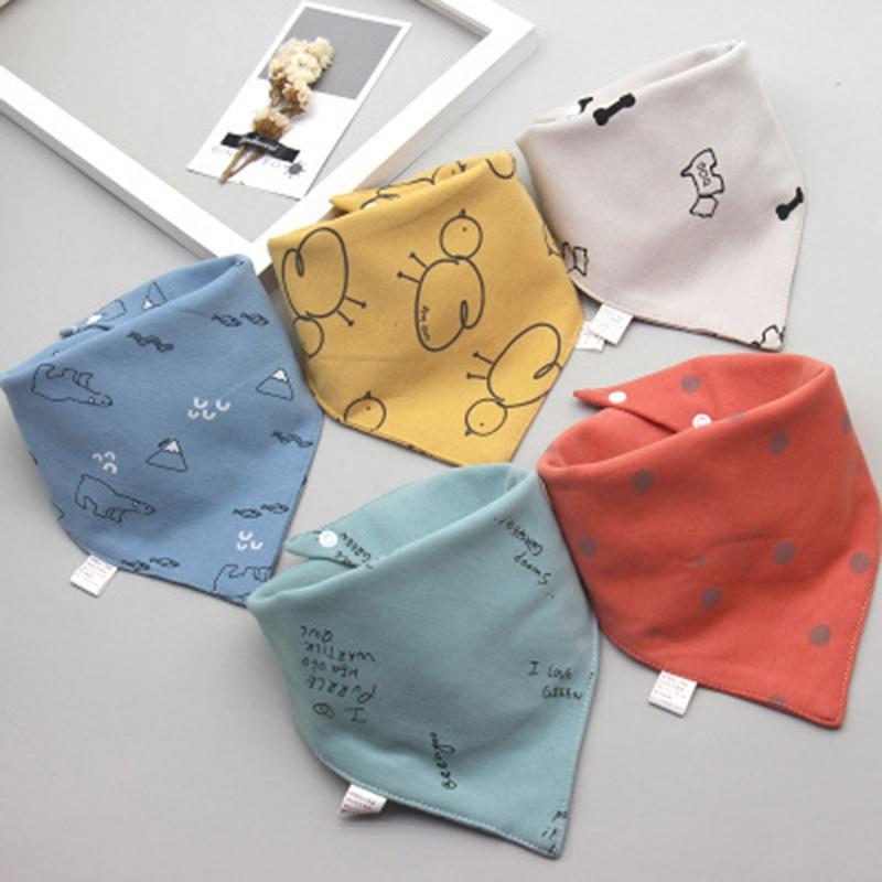5 Pieces Baby Cotton Cartoon Print Triangle Double Saliva Towels freeshipping - Tyche Ace