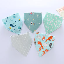 Load image into Gallery viewer, 5 Pieces Baby Cotton Cartoon Print Triangle Double Saliva Towels freeshipping - Tyche Ace
