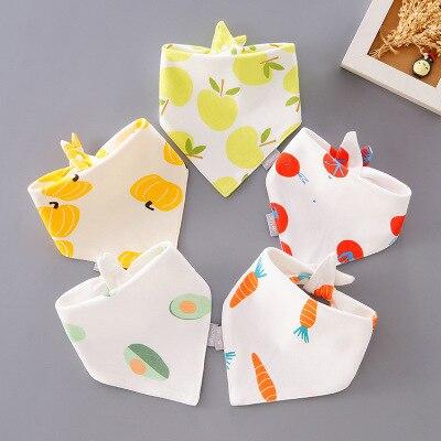 5 Pieces Baby Cotton Cartoon Print Triangle Double Saliva Towels freeshipping - Tyche Ace
