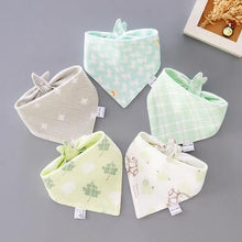 Load image into Gallery viewer, 5 Pieces Baby Cotton Cartoon Print Triangle Double Saliva Towels freeshipping - Tyche Ace
