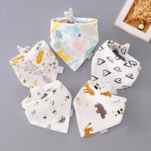 Load image into Gallery viewer, 5 Pieces Baby Cotton Cartoon Print Triangle Double Saliva Towels freeshipping - Tyche Ace
