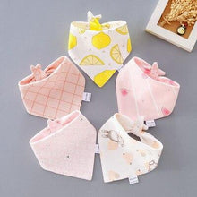 Load image into Gallery viewer, 5 Pieces Baby Cotton Cartoon Print Triangle Double Saliva Towels freeshipping - Tyche Ace
