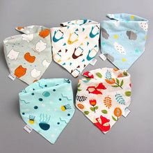 Load image into Gallery viewer, 5 Pieces Baby Cotton Cartoon Print Triangle Double Saliva Towels freeshipping - Tyche Ace
