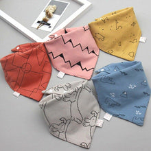 Load image into Gallery viewer, 5 Pieces Baby Cotton Cartoon Print Triangle Double Saliva Towels freeshipping - Tyche Ace
