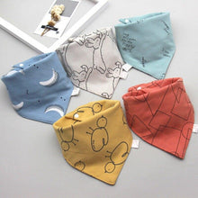 Load image into Gallery viewer, 5 Pieces Baby Cotton Cartoon Print Triangle Double Saliva Towels freeshipping - Tyche Ace
