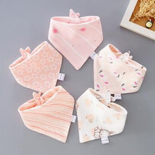 Load image into Gallery viewer, 5 Pieces Baby Cotton Cartoon Print Triangle Double Saliva Towels freeshipping - Tyche Ace
