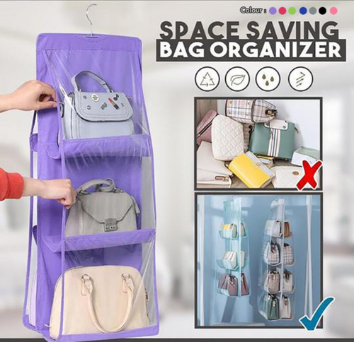 6 Pocket  Multi-Purpose Wardrobe Hanging Foldable Handbag Storage Organiser freeshipping - Tyche Ace