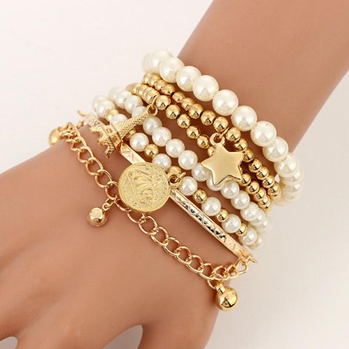 6pcs/set Multilayer Beaded Charm Bracelets For Women freeshipping - Tyche Ace