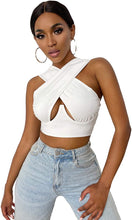 Load image into Gallery viewer, Cross Wrap Sleeveless Cut-Out Front Crop Top-Plus Sizes freeshipping - Tyche Ace
