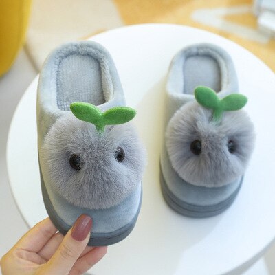 Unisex Cotton Indoor Non-Slip Warm Cute Slippers For Kids