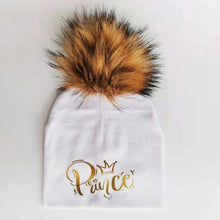 Load image into Gallery viewer, Golden Princess Prince Letter Design Pompom Cute Beanie Hats Kids
