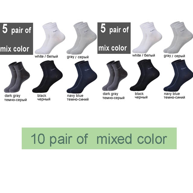 10 Pairs Breathable Anti-Bacterial Men Bamboo Fibre Socks
