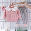 Plaid Letter Print Letter Print Design Baby Girl Sweater Two Piece Suit