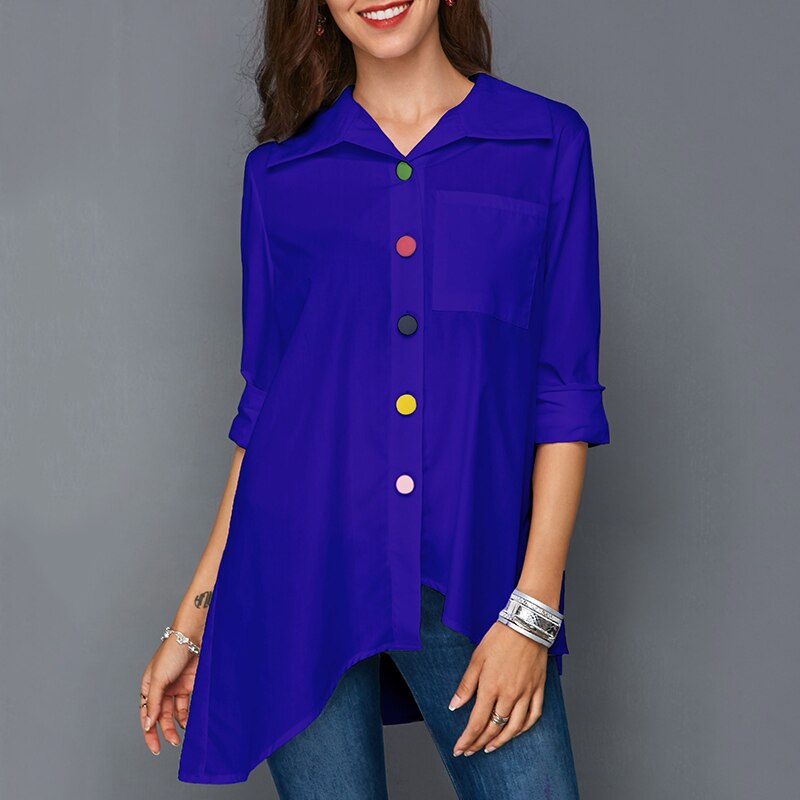 Women Colourful Buttons Long Sleeve Shirts