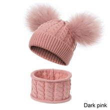 Load image into Gallery viewer, Unisex Pompom Knitted Scarf And Beanie Hats Sets For Kids - Tyche Ace
