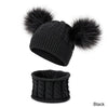 Unisex Pompom Knitted Scarf And Beanie Hats Sets For Kids