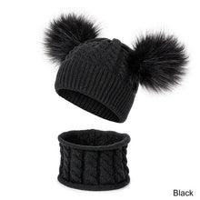 Load image into Gallery viewer, Unisex Pompom Knitted Scarf And Beanie Hats Sets For Kids - Tyche Ace
