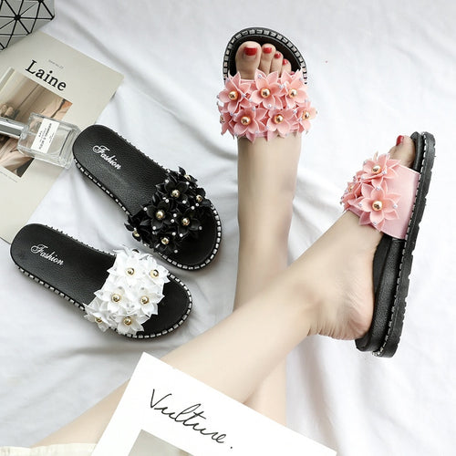 Open Toe Gold Applique Pleated Flat Flip Flops freeshipping - Tyche Ace
