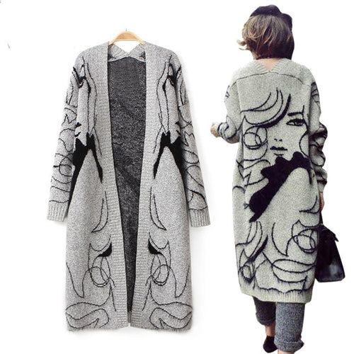 Long Sleeve Loose Knitted Textured Longline Cardigan For Women